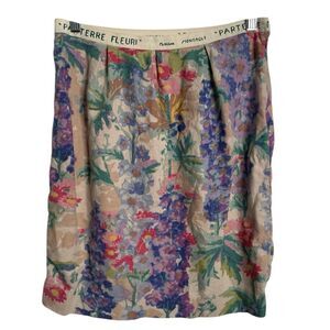 Floreat Womens Linen Blend Mini Skirt 8 Floral Watercolor Pleated Printed Waist